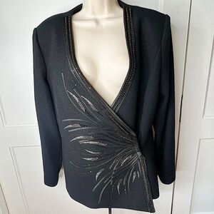 Serafina Vintage Rhinestone Wrap Blazer Jacket Size 14 Plus Size